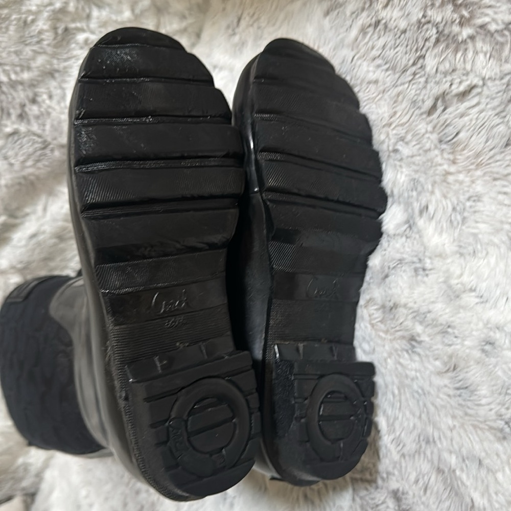 Coach Pearl Rain Boots Womens 7B Black Signature Logo Rubber Calf High A7314 - Picture 12 of 12